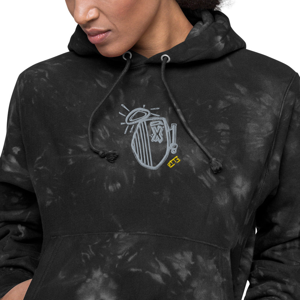 Embroidered Champion Tie-Dye Hoodie, "ANGEL"